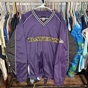NFL Baltimore Ravens Pullover Windbreaker Jacket Purple Mens XL Embroidered Logo